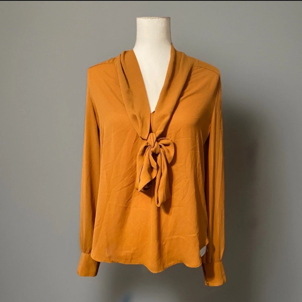 Forever 21 Mustard Tie-Front Blouse